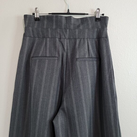 Cider Fold Over High Rise Wide Leg Striped Trousers / Pants with Pockets - Picture 6 of 11